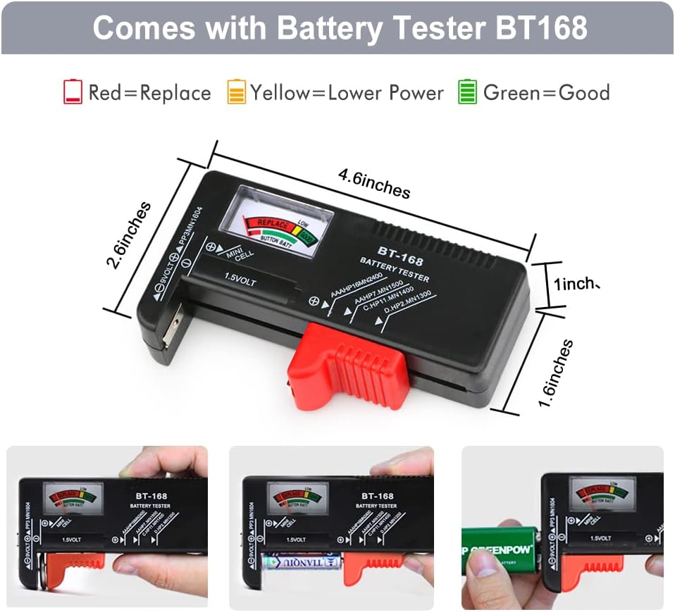 Battery Organizer Holder Storage Case with Tester,Waterproof Carrying Case Bag,Battery Vault Box for Garage Organization Holds 199+ Batteries AA AAA C D 9V (Batteries are Not Included) (200+)