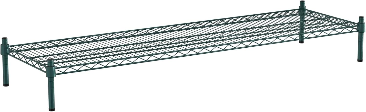 18" x 60" NSF Green Wire Stationary Dunnage Storage Rack with 8" Posts Ideal for Commercial Kitchen Home Garage Warehouse Shelters