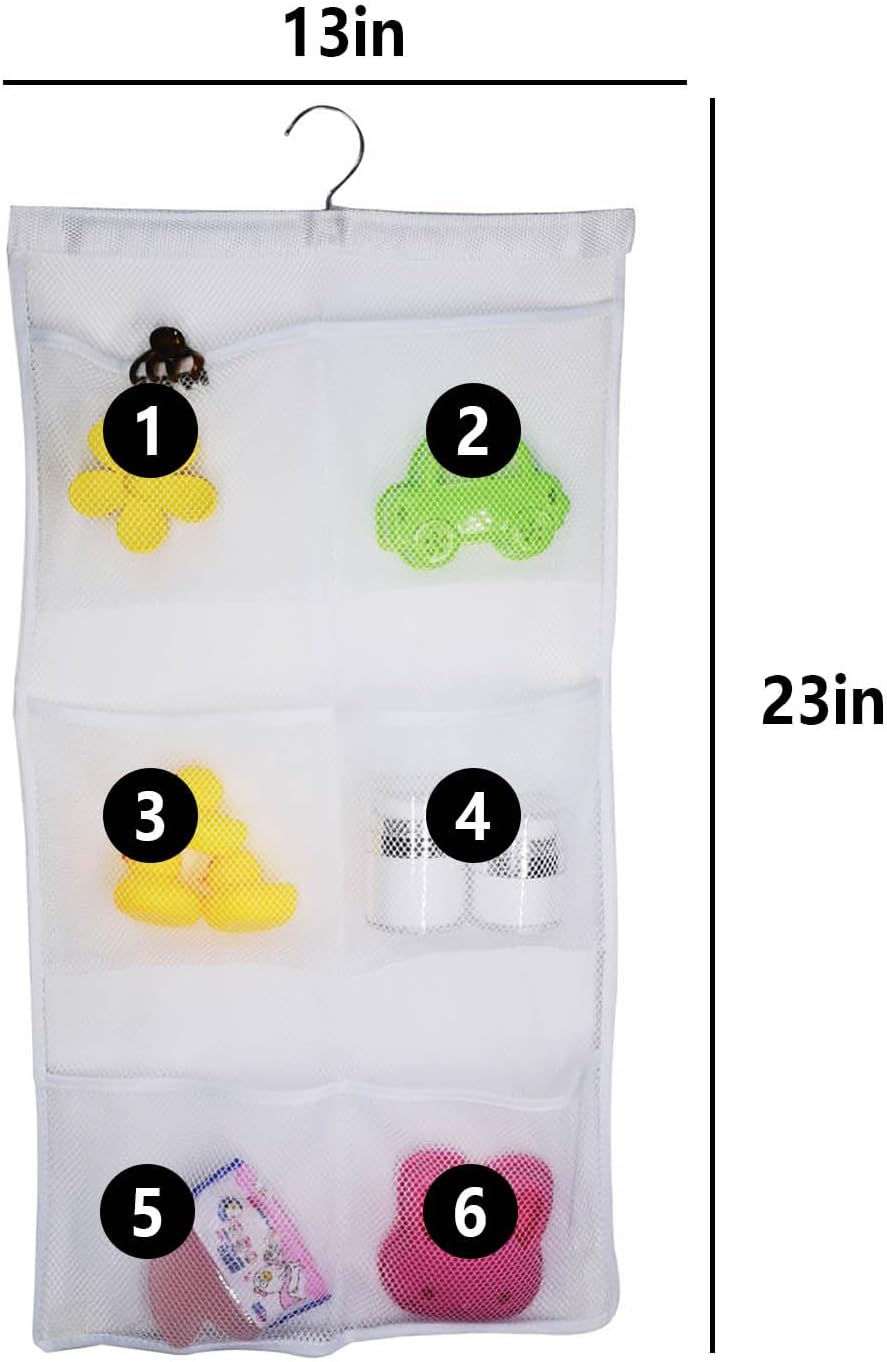 Quick Dry Fabric Bath Mesh Pockets Shower Organizer with 6-Pocket