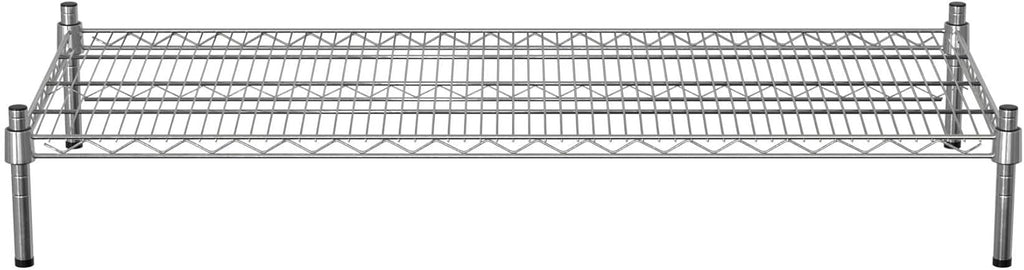 21" x 48" NSF Chrome Wire Stationary Dunnage Storage Rack with 8" Posts, Ideal for Commercial Kitchen, Home, Garage, Warehouse, Shelters