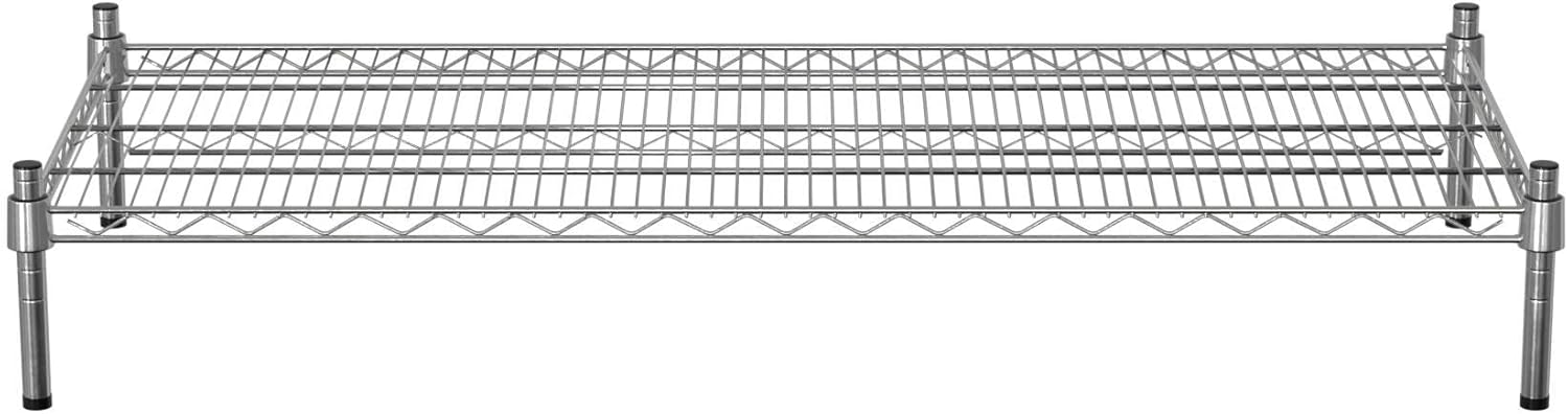 21" x 48" NSF Chrome Wire Stationary Dunnage Storage Rack with 8" Posts, Ideal for Commercial Kitchen, Home, Garage, Warehouse, Shelters