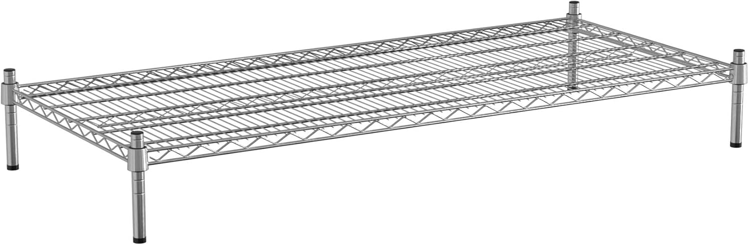 24" x 54" NSF Chrome Wire Stationary Dunnage Storage Rack with 8" Posts, Ideal for Commercial Kitchen, Home, Garage, Warehouse, Shelters
