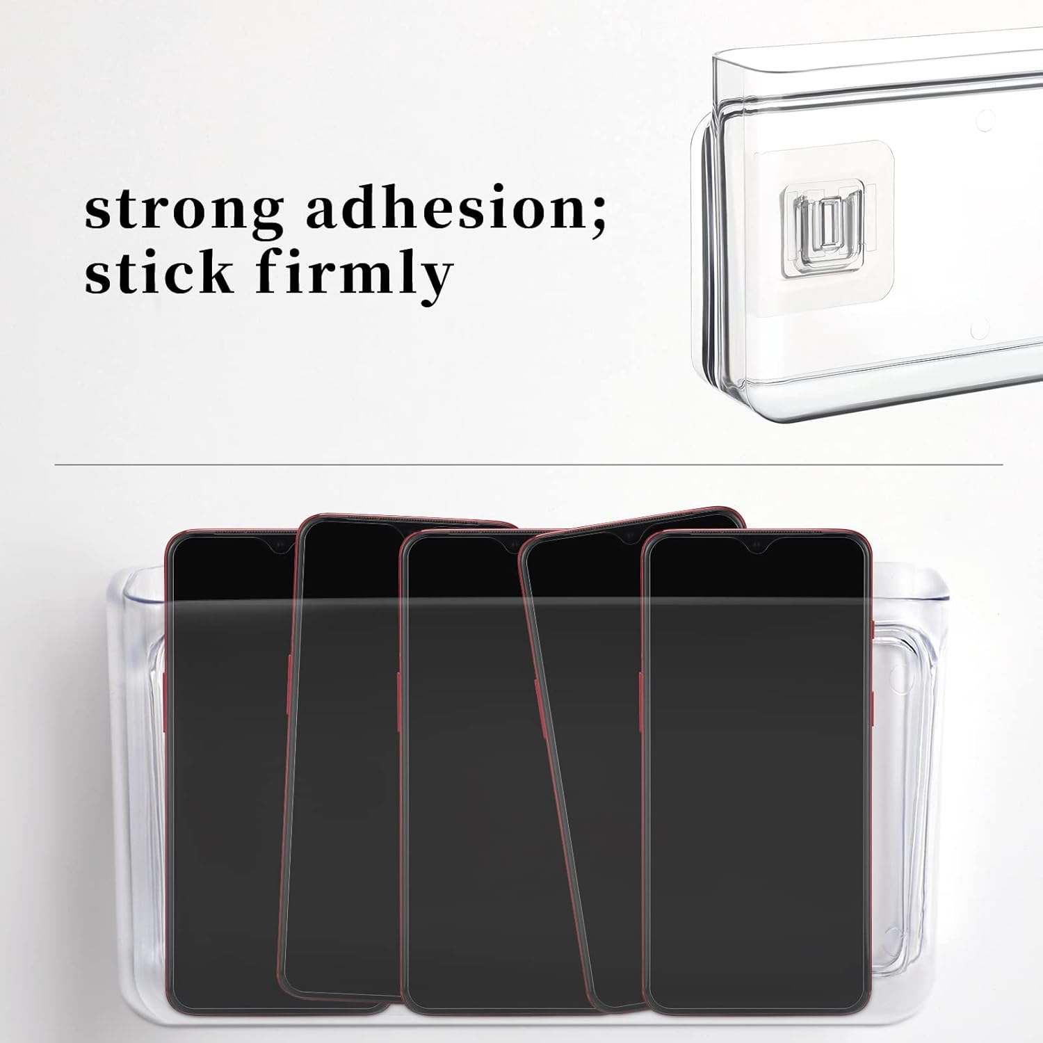 APSOONSELL Wall Mount Storage Organizer Box for Phone Remote Control Holder Clear L