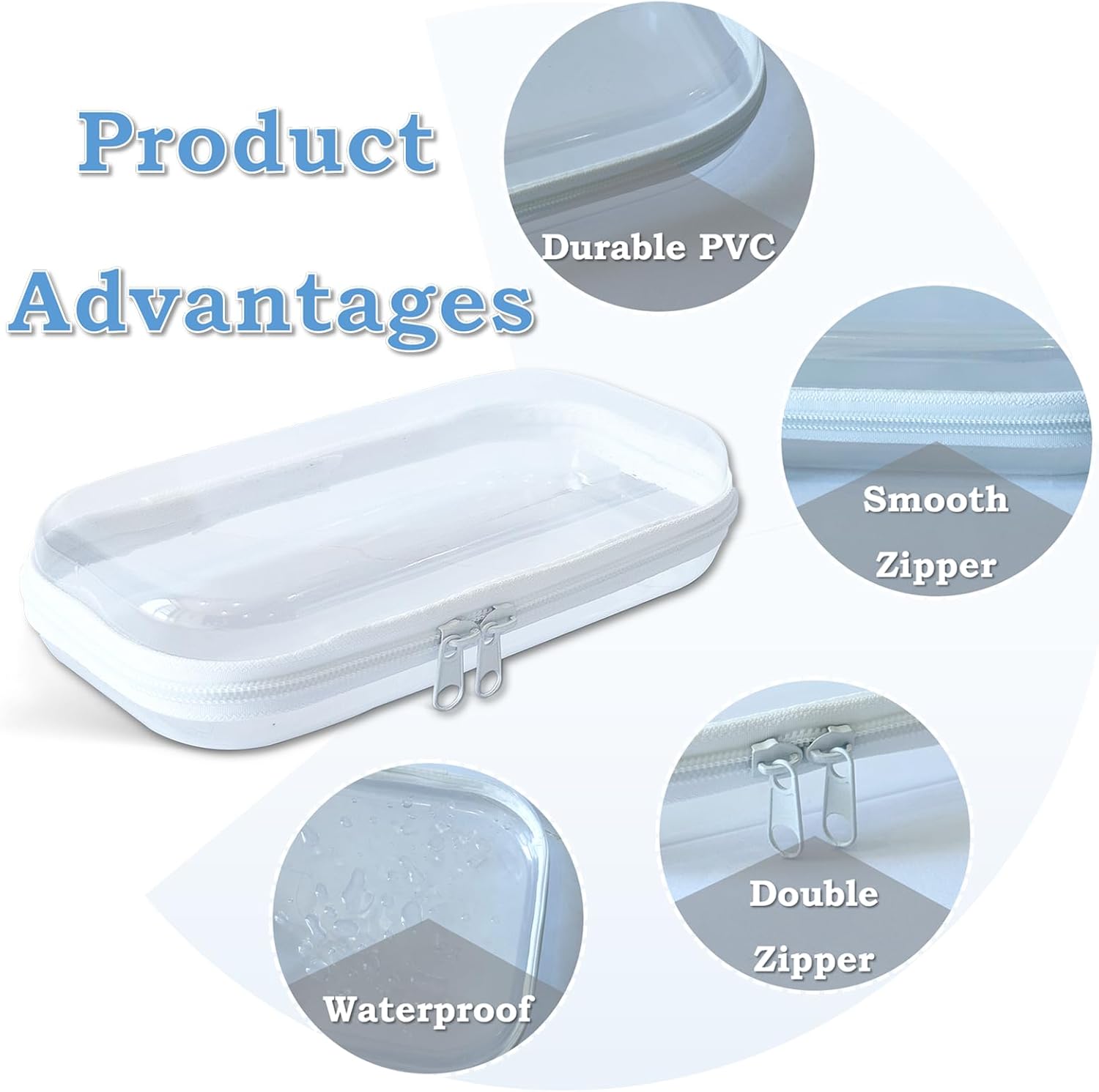 Clear Hard Zipper Case for Storage, Durable Clear Zipper Pouches, Hard Plastic Zippered Pencil Pouch for Snacks Toy Travel Organizer