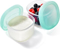 U-Taste 6oz Small Snack Containers: Food Grade Liquid-Silicone Ice cream Storage with Airtight Lid, Freezer Safe with Clear 200ml Measurements, Reusable for Prepping Fruit, Puree, Nuts (Aqua Sky)