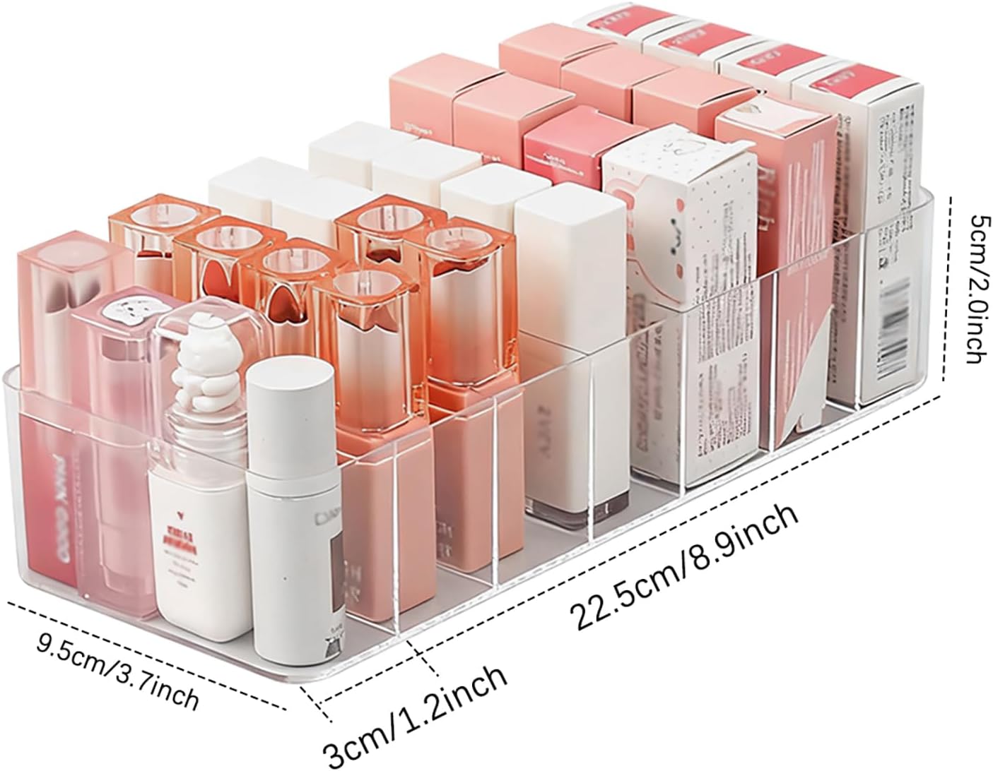 Clear Acrylic Makeup Organizers, 7-Section Bathroom Organizer for Drawer, Cosmetic Display Cases, Blushes Highlighters Eyeshadow Powder Makeup Organizer Holder Storage