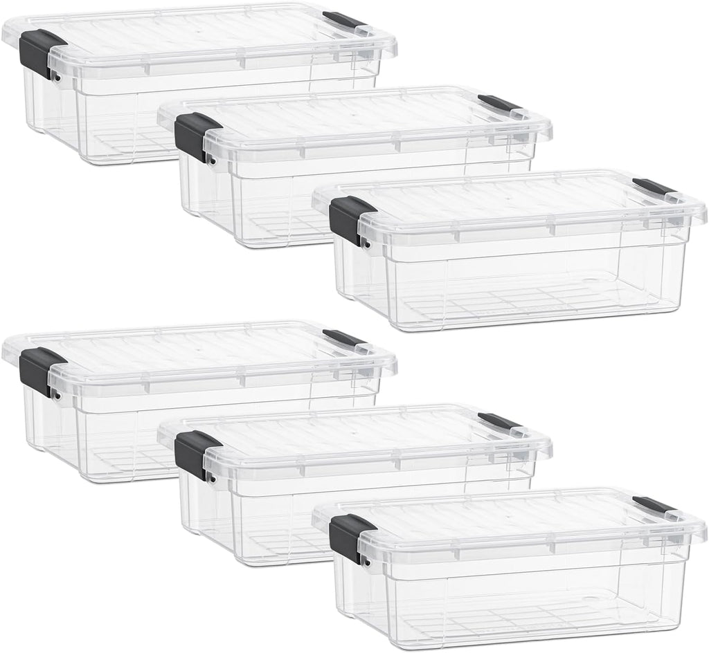 Superio Clear Storage Boxes with Lids, 2.3 Quart Plastic Container Bins for Organizing, Stackable Crates, BPA Free, Non Toxic, Odor Free, Organizers for Home, Office and Dorm, 6 Pack