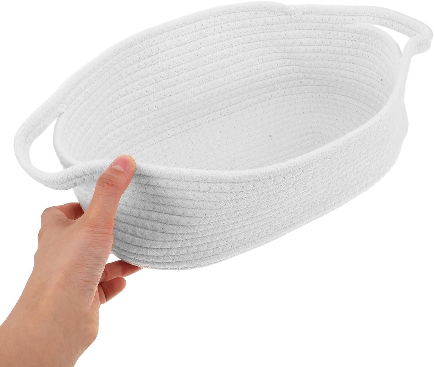 BESPORTBLE 2pcs Cotton Rope Storage Baskets with Handles Woven Small Shelf Bins for Clothes Home Organization and Decorative Use