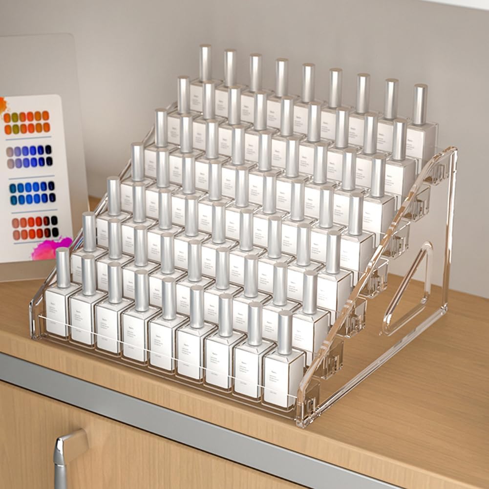 Acrylic Paint Organizer (7 Tier), Painting Bottle Holder, Clear Nail Polish Holder Rack Shelf, Acrylic Paint Storage Organizer, Craft Holder Rack for Alcohol Inks and Food Coloring (Clear)