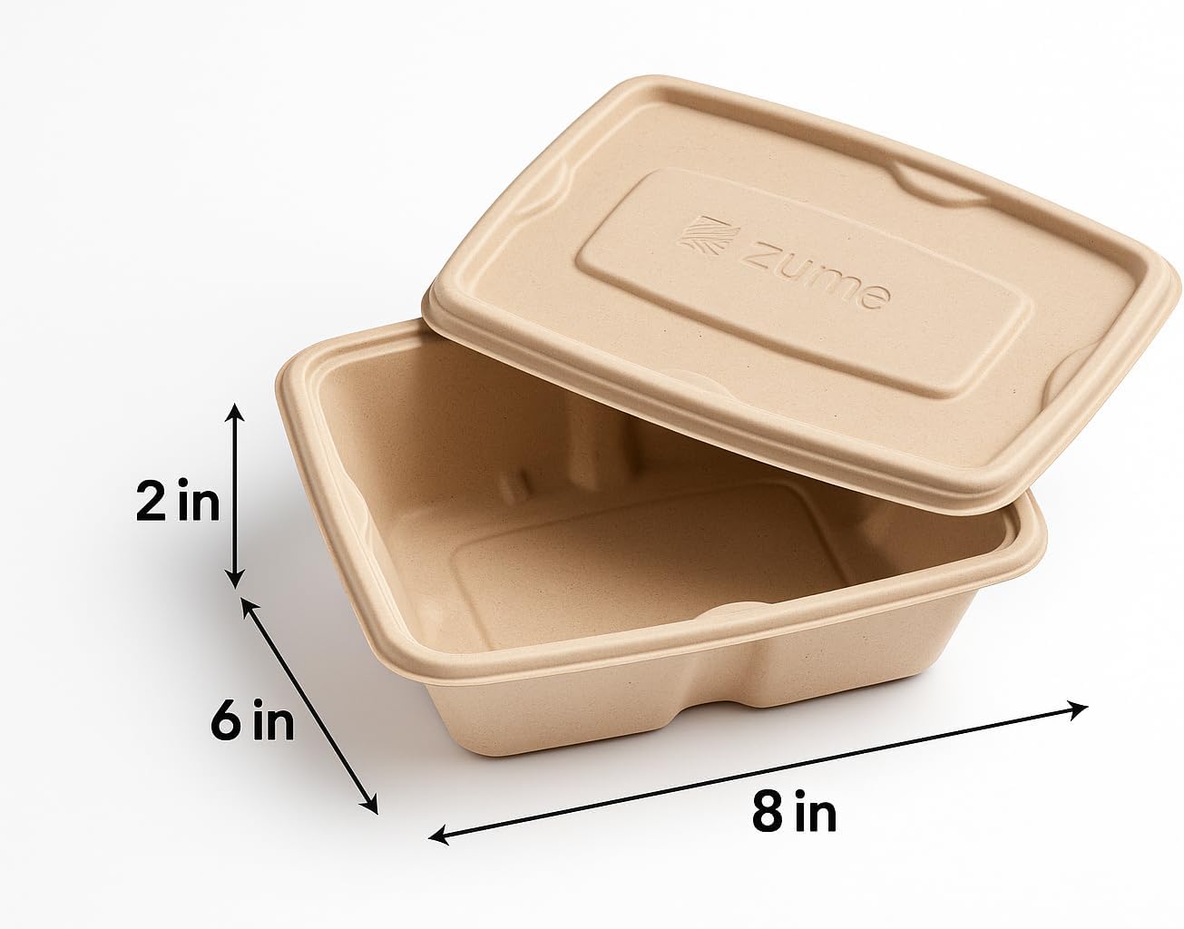 100 Pack 750ml Compostable Food Containers with Lids | Leak-Proof | Microwave & Freezer Safe | Eco-Friendly Meal Prep & Takeout Boxes