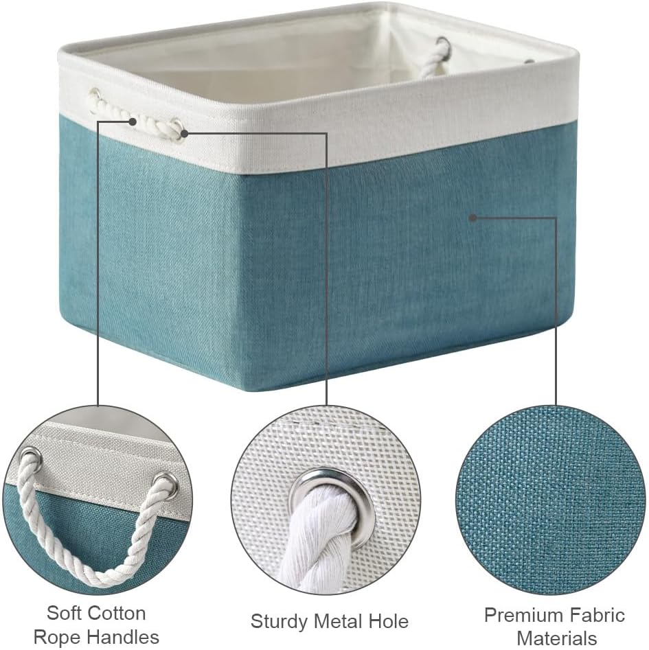 TcaFmac Organization and Storage Basket for Organizing - 16x12x12 inch Large 2 Pack Fabric Storage Cubes, Collapsible Storage Bins for Shelves Box Closet Cloth Home Toy Books Kids (White & Green)