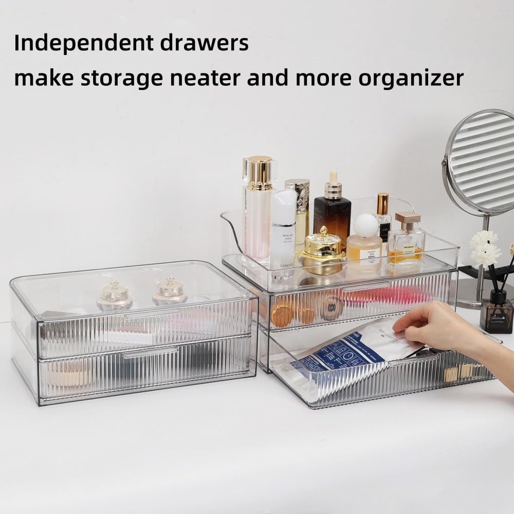 Makeup Organizer Countertop Large Cosmetic Display Cases Cosmetic Organizer Skin care Organizer, 2 Drawers