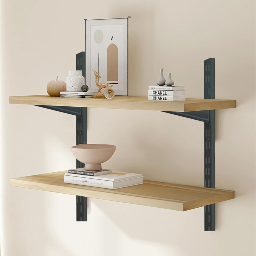 10 Pack 9‑Inch Adjustable Wire Shelf Brackets – Heavy‑Duty Double‑Track Closet & Wall Shelving System Supports（Black）