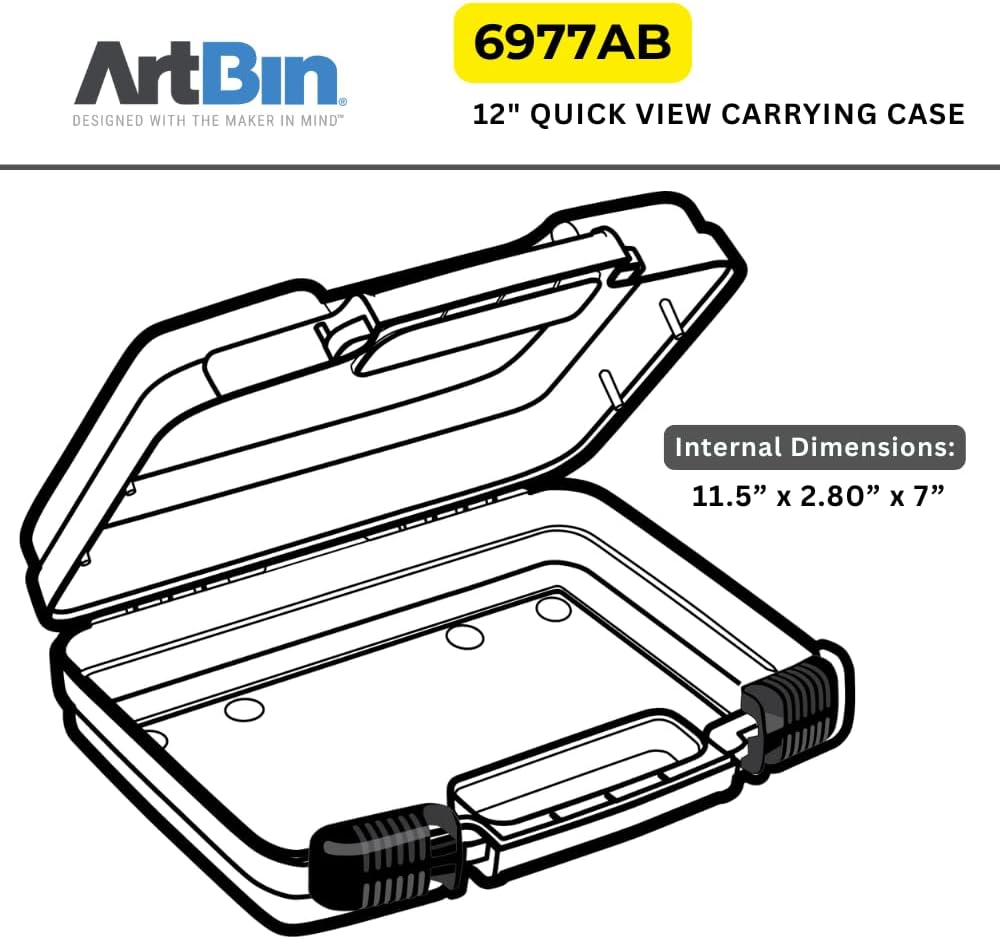 ArtBin 6977AB 12 inch Quick View Deep Base Carrying Case, Portable Art & Craft Organizer with Handle, [1] Plastic Storage Case, Translucent