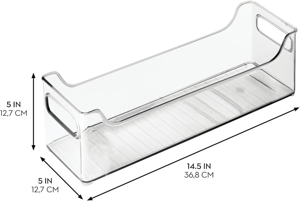 InterDesign iDesign Stackable Plastic Pantry Bin with Handles for Cabinets or Fridge, Clear, Made in USA (Pack of 4)