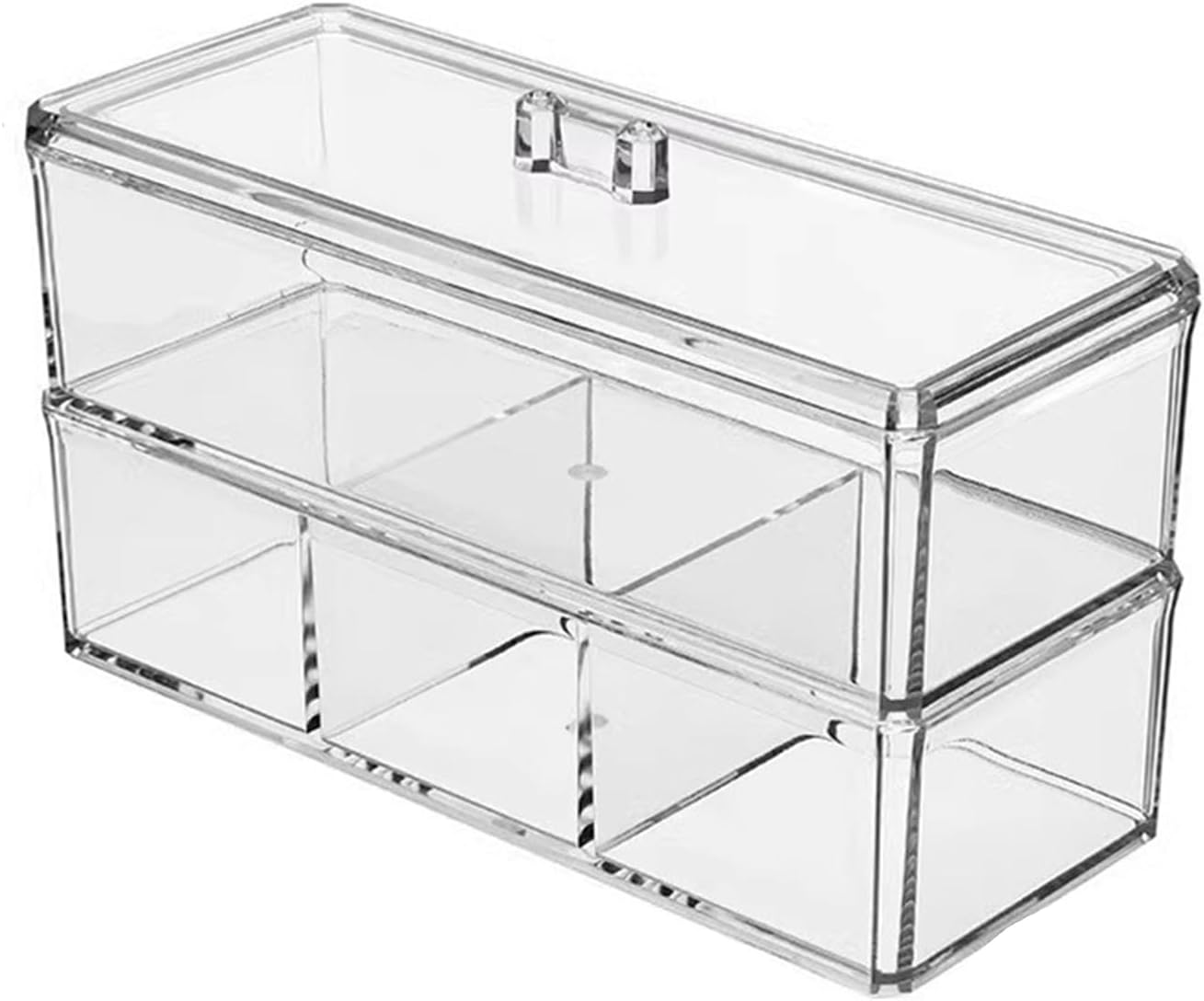 Hair Accessories Organizer for Girls - 2-Pack Clear Acrylic Stackable Drawers with Lids, Bathroom Vanity Storage for Clips, Scrunchies, Bobby Pins, Kids’ Bedroom & Dorm Organizer