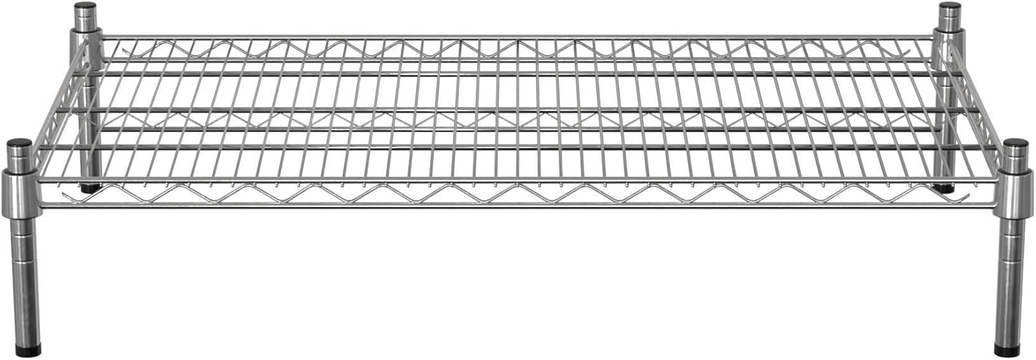 21" x 36" NSF Chrome Wire Stationary Dunnage Storage Rack with 8" Posts, Ideal for Commercial Kitchen, Home, Garage, Warehouse, Shelters