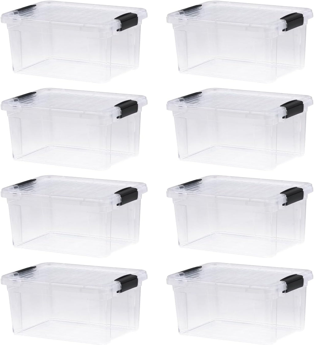 Superio Storage Bins with Lids- 8 Pack, 6.6 Qt Clear Boxes for Organizing, Stackable Plastic Containers- BPA Free, Non-Toxic, Odor Free, Organizer for Home, Office, Dorm