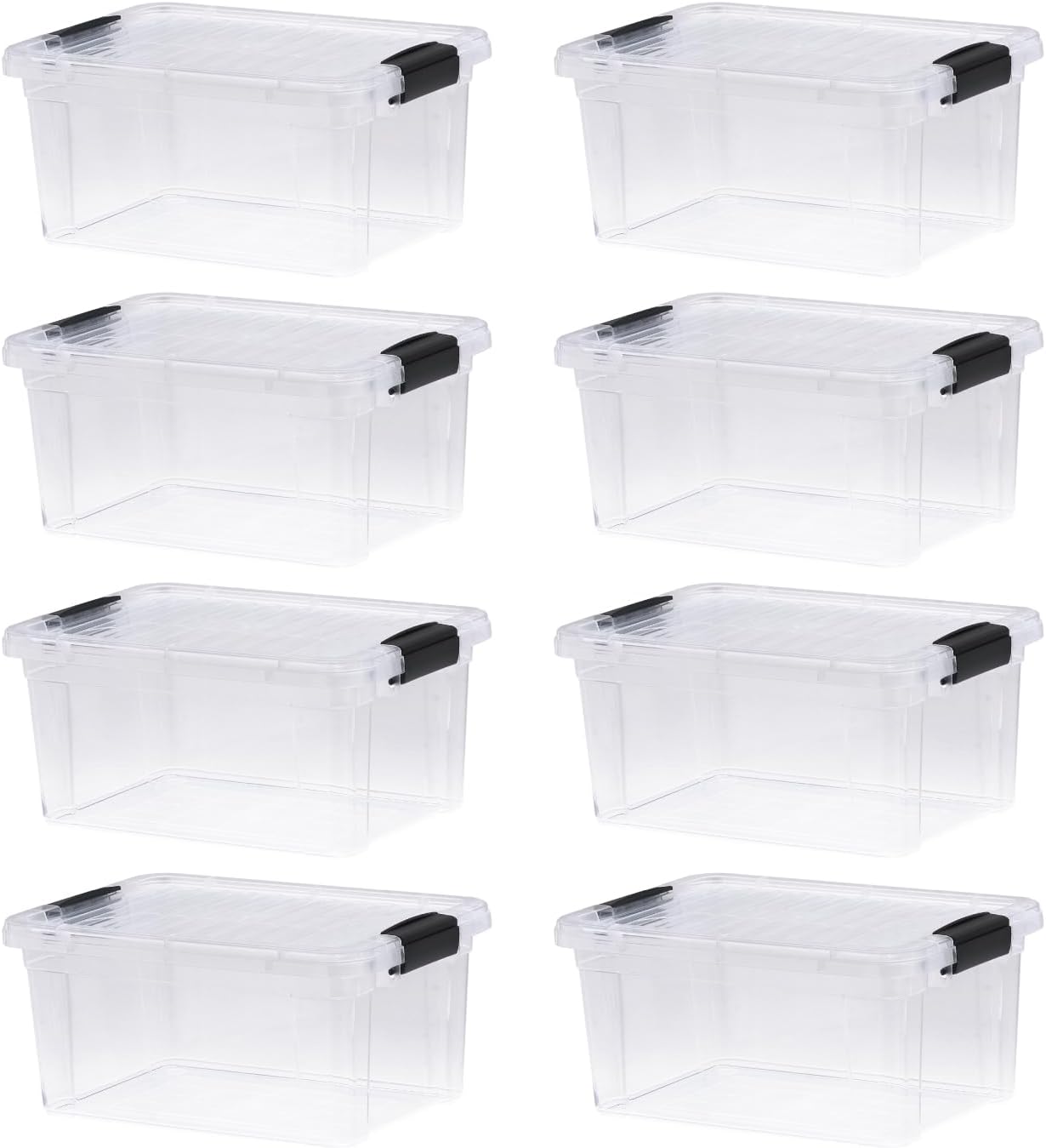 Superio Storage Bins with Lids- 8 Pack, 6.6 Qt Clear Boxes for Organizing, Stackable Plastic Containers- BPA Free, Non-Toxic, Odor Free, Organizer for Home, Office, Dorm