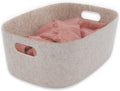 Welaxy Large Storage Basket Felt Open Desk Organize bin Shelf baskets with handles light weight carry for Magazines Books Junk Kids Toys Pet toy Clothes Laundry (Oatmeal)