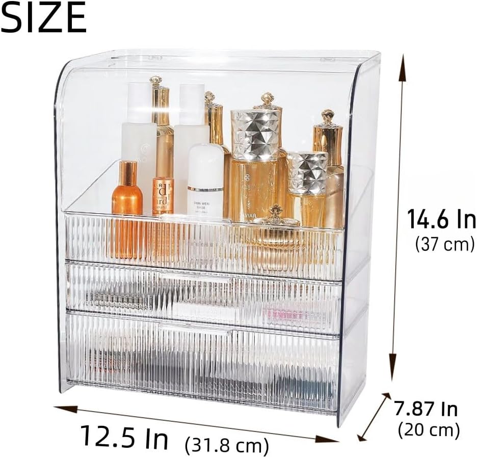 Makeup Storage Organizer Box Large Cosmetic Display Cases Dustproof and Waterproof Cosmetic Organizer Countertop Skincare Organizer