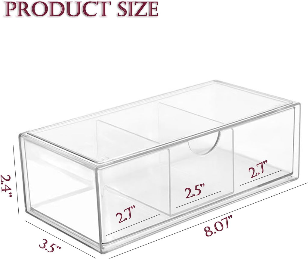 Hair Accessories Organizer for Girls, Clear Acrylic Hair Tie Organizer, or Headband, bows，Cute Small Stackable Storage Drawer Container Caddy Box for Bathroom Vanity Countertop 3PCS