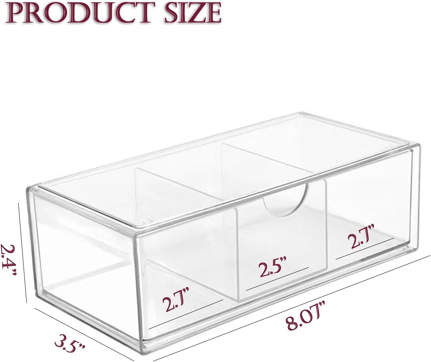 Hair Accessories Organizer for Girls, Clear Acrylic Hair Tie Organizer, or Headband, bows，Cute Small Stackable Storage Drawer Container Caddy Box for Bathroom Vanity Countertop 3PCS