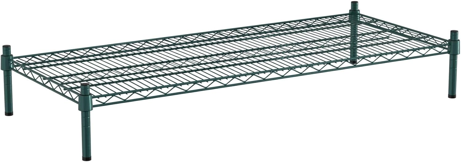 21" x 48" NSF Green Wire Stationary Dunnage Storage Rack with 8" Posts Ideal for Commercial Kitchen Home Garage Warehouse Shelters
