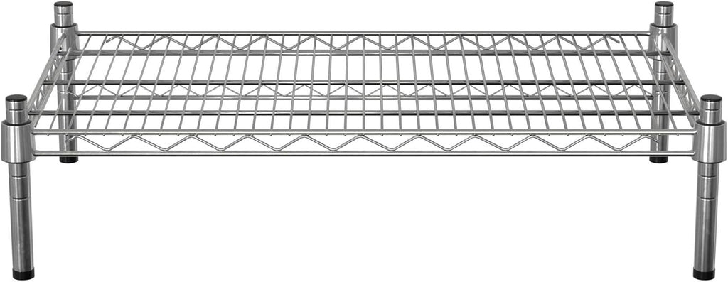 18" x 30" NSF Chrome Wire Stationary Dunnage Storage Rack with 8" Posts, Ideal for Commercial Kitchen, Home, Garage, Warehouse, Shelters