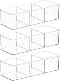 Acrylic Makeup Brush Organizers,3 Pack 3 Section 3 Compartments Transparent Plastic Lipstick Holder Clear 9.13x3.54x2.36 Inches Storage Square Cube for Bathroom Jewelry Accessories