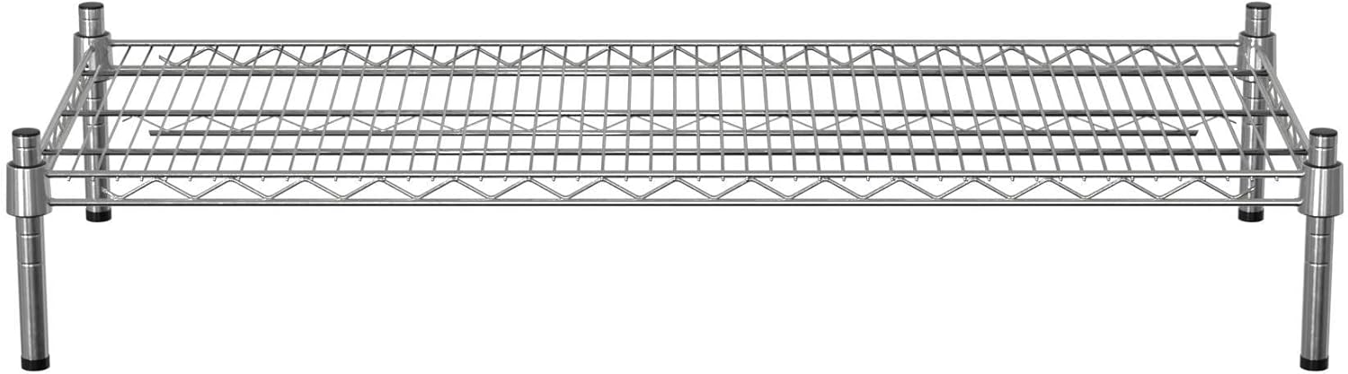 18" x 42" NSF Chrome Wire Stationary Dunnage Storage Rack with 8" Posts, Ideal for Commercial Kitchen, Home, Garage, Warehouse, Shelters