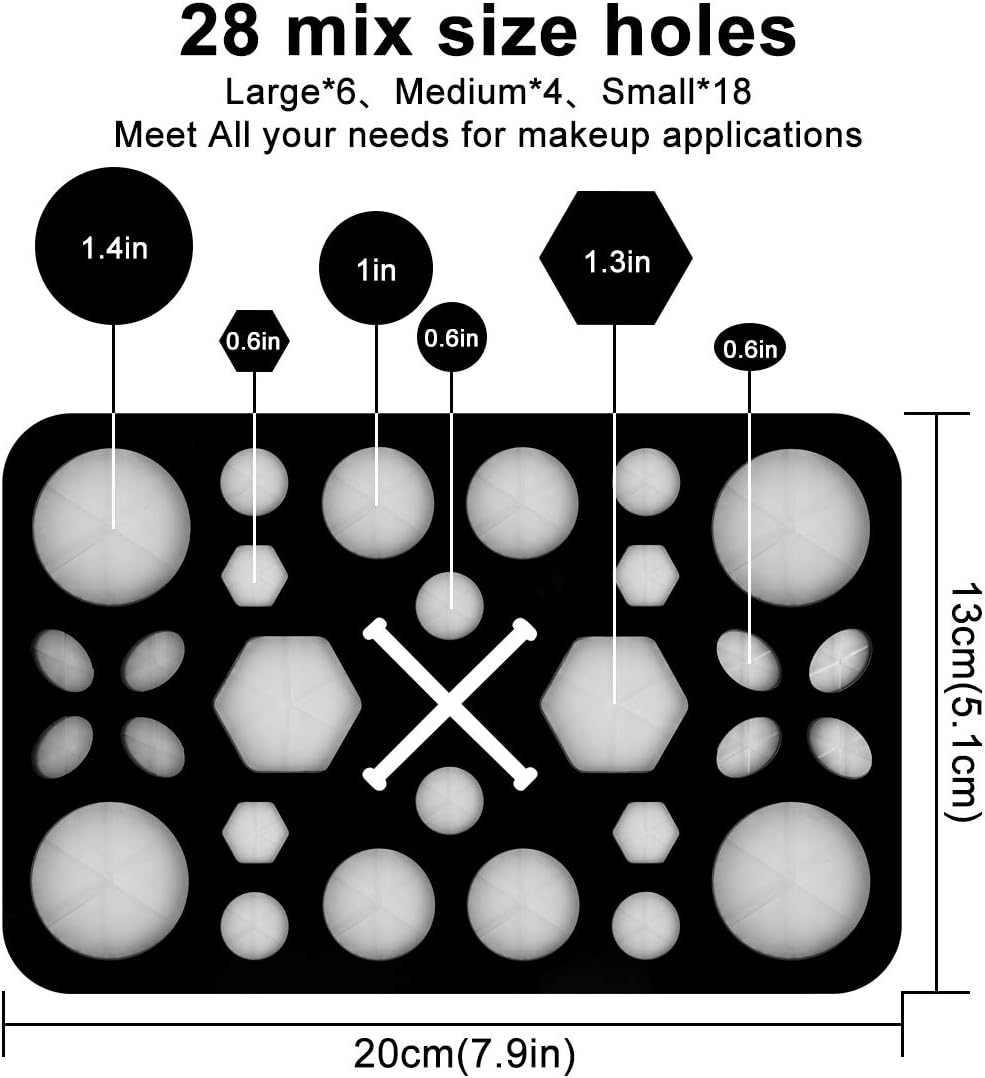 Makeup Brushes Drying Rack with Mat, 28 Holes Acrylic Brush Holder Stand Tree Tray, Folding Makeup Brush Holder (Black)