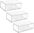 Hair Accessories Organizer for Girls, Clear Acrylic Hair Tie Organizer, or Headband, bows，Cute Small Stackable Storage Drawer Container Caddy Box for Bathroom Vanity Countertop 3PCS