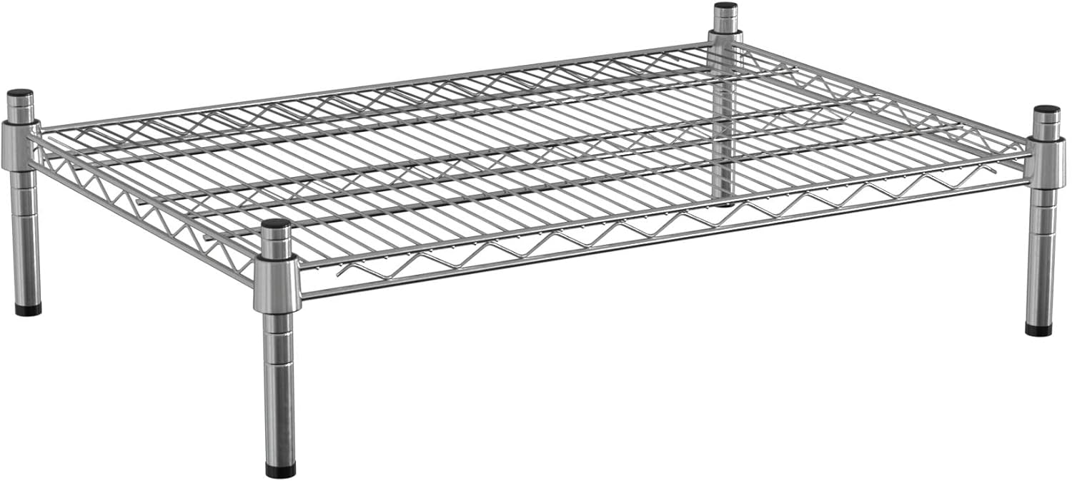 21" x 30" NSF Chrome Wire Stationary Dunnage Storage Rack with 8" Posts, Ideal for Commercial Kitchen, Home, Garage, Warehouse, Shelters