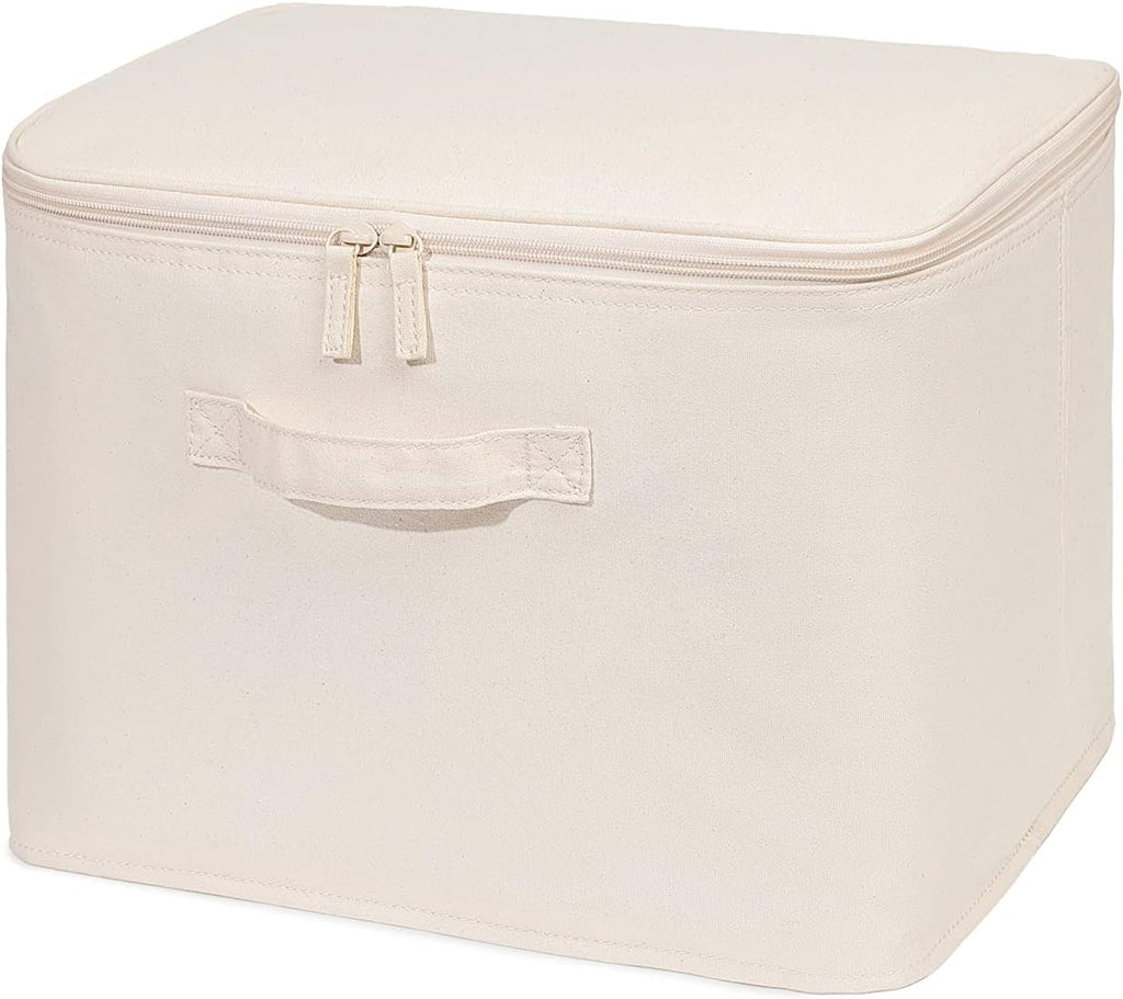 Decorative Basket Rectangular Fabric Storage Bin Organizer Basket with Handles for Clothes Storage (14.9 x 10.6 x 10.6, Beige)