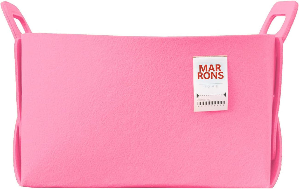 Collapsible Felt PINK Storage Bin Large 14.6"x9.4"x9.4" – Foldable Basket with Handles for Closet, Laundry Room Organization, Toy Storage, Decorative Storage Bins for Shelves, Nursery