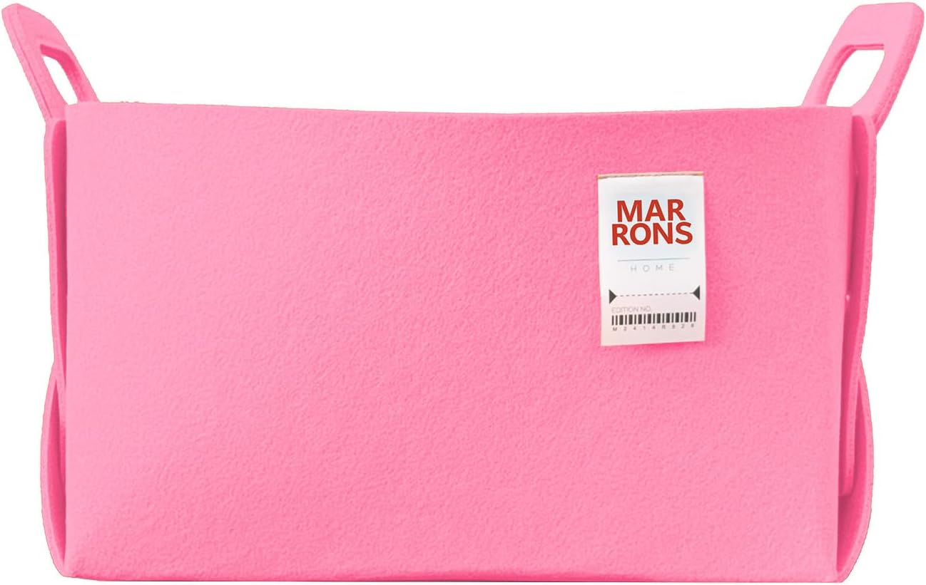 Collapsible Felt PINK Storage Bin Large 14.6"x9.4"x9.4" – Foldable Basket with Handles for Closet, Laundry Room Organization, Toy Storage, Decorative Storage Bins for Shelves, Nursery