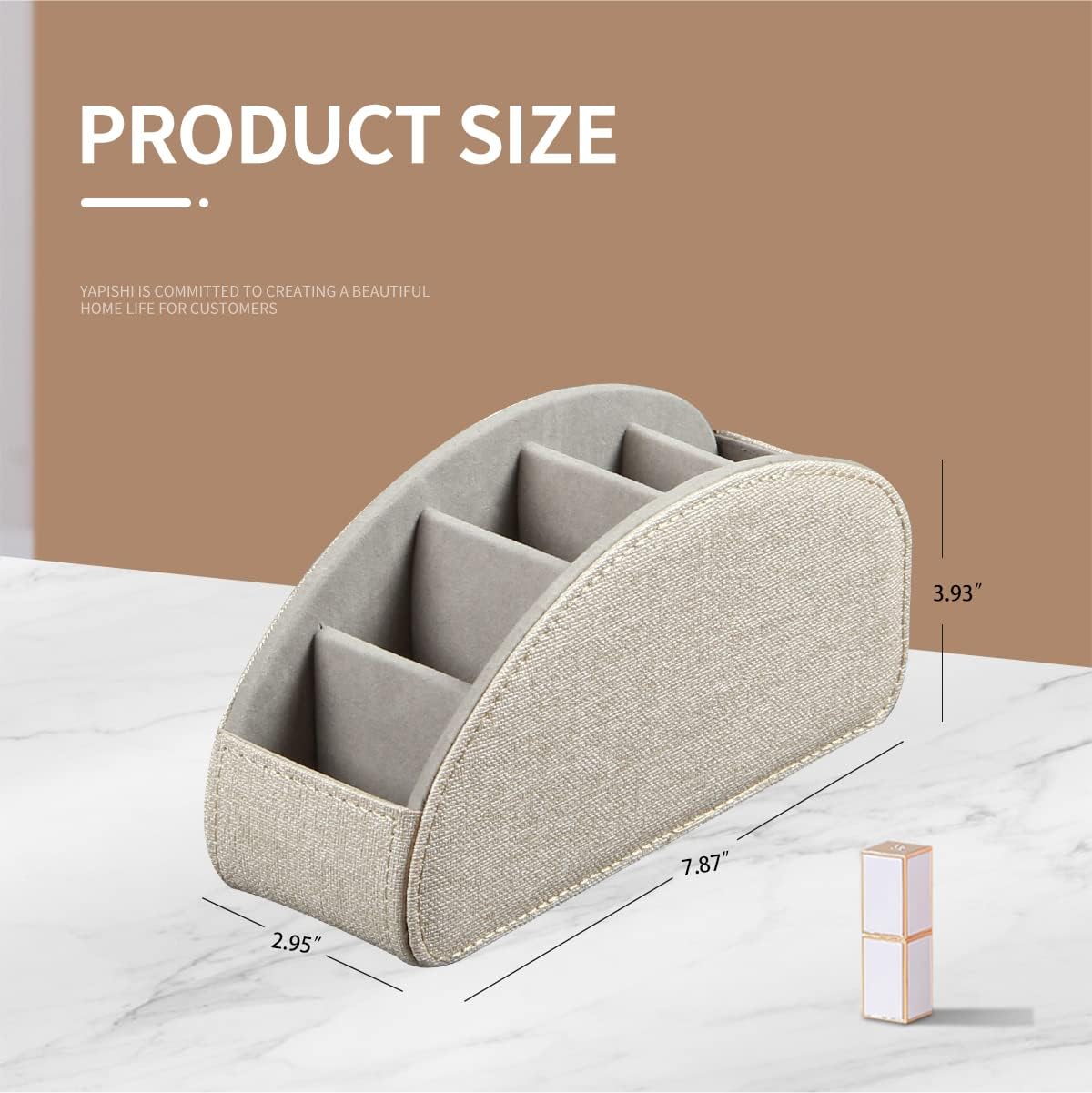 Remote Control Holder, Leather 5 Rooms Desk Organizer and Decorations for Living Room, Bedside Storage Remotes Caddy for TV Controllers/ Makeup Brush Pen/ Office Stationery/ Art Supplies/ Eyeglasses