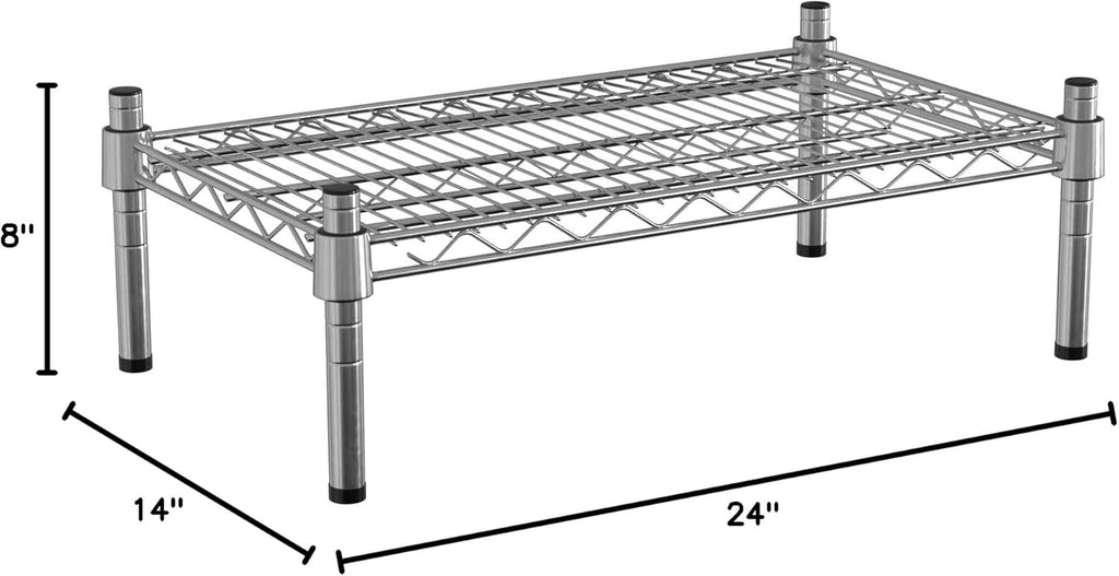 14" x 24" NSF Chrome Wire Stationary Dunnage Storage Rack with 8" Posts, Ideal for Commercial Kitchen, Home, Garage, Warehouse, Shelters