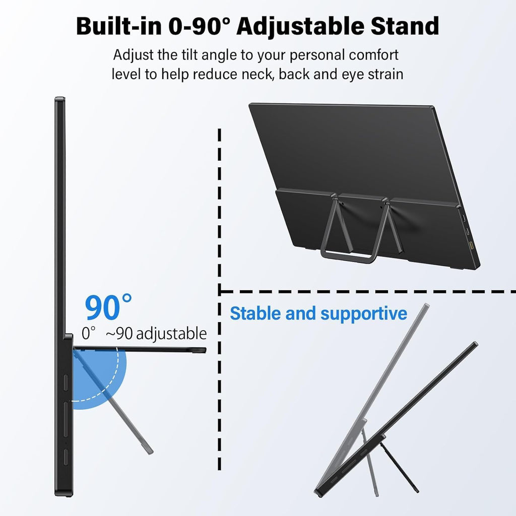 InnoView Portable Monitor Touchscreen 15.6" 1080P 10-Point Touch Screen Monitors Portable with Protective Sleeve Built-in Stand, 1200:1 HDMI USB C Travel Monitor for Laptop, PC, Mac, Phone, Switch