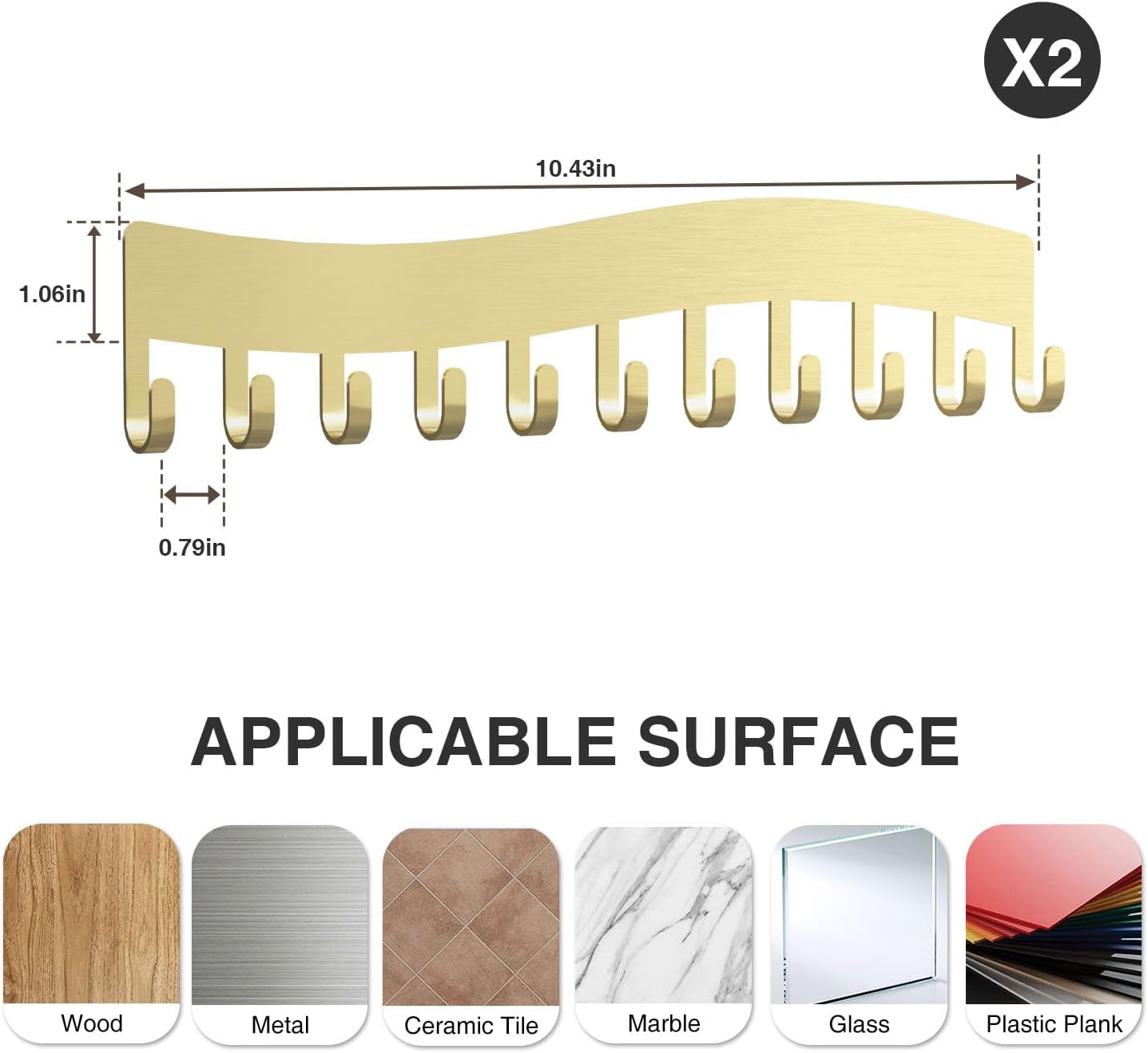 Wall Necklace Organizer Holder: Wall Mounted Jewelry Hanging Storage Necklaces Display Hanger Gold