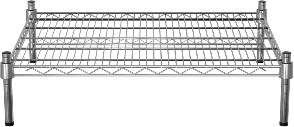 24" x 30" NSF Chrome Wire Stationary Dunnage Storage Rack with 8" Posts, Ideal for Commercial Kitchen, Home, Garage, Warehouse, Shelters