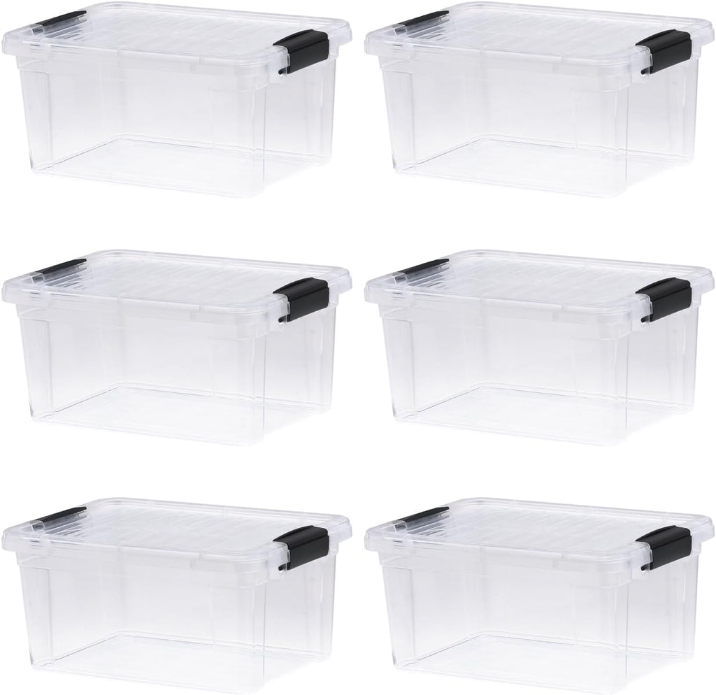 Superio Storage Bins with Lids- 6 Pack, 6.6 Qt Clear Boxes for Organizing, Stackable Plastic Containers- BPA Free, Non-Toxic, Odor Free, Organizer for Home, Office, Dorm