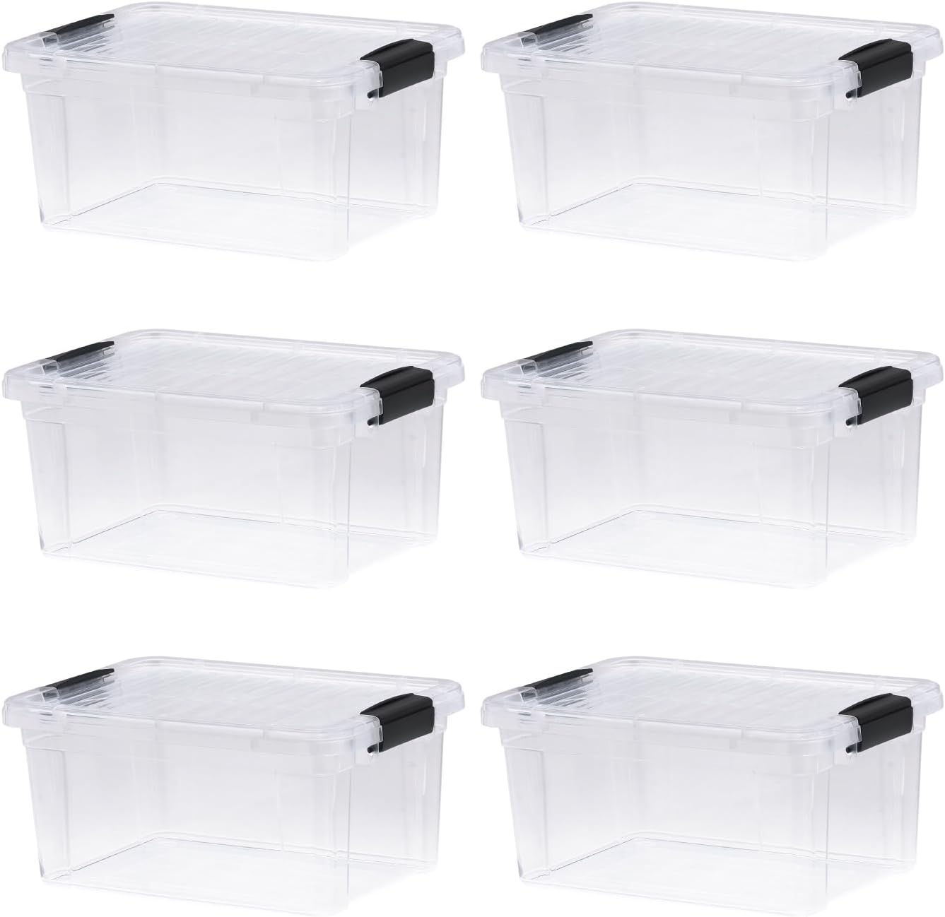 Superio Storage Bins with Lids- 6 Pack, 6.6 Qt Clear Boxes for Organizing, Stackable Plastic Containers- BPA Free, Non-Toxic, Odor Free, Organizer for Home, Office, Dorm