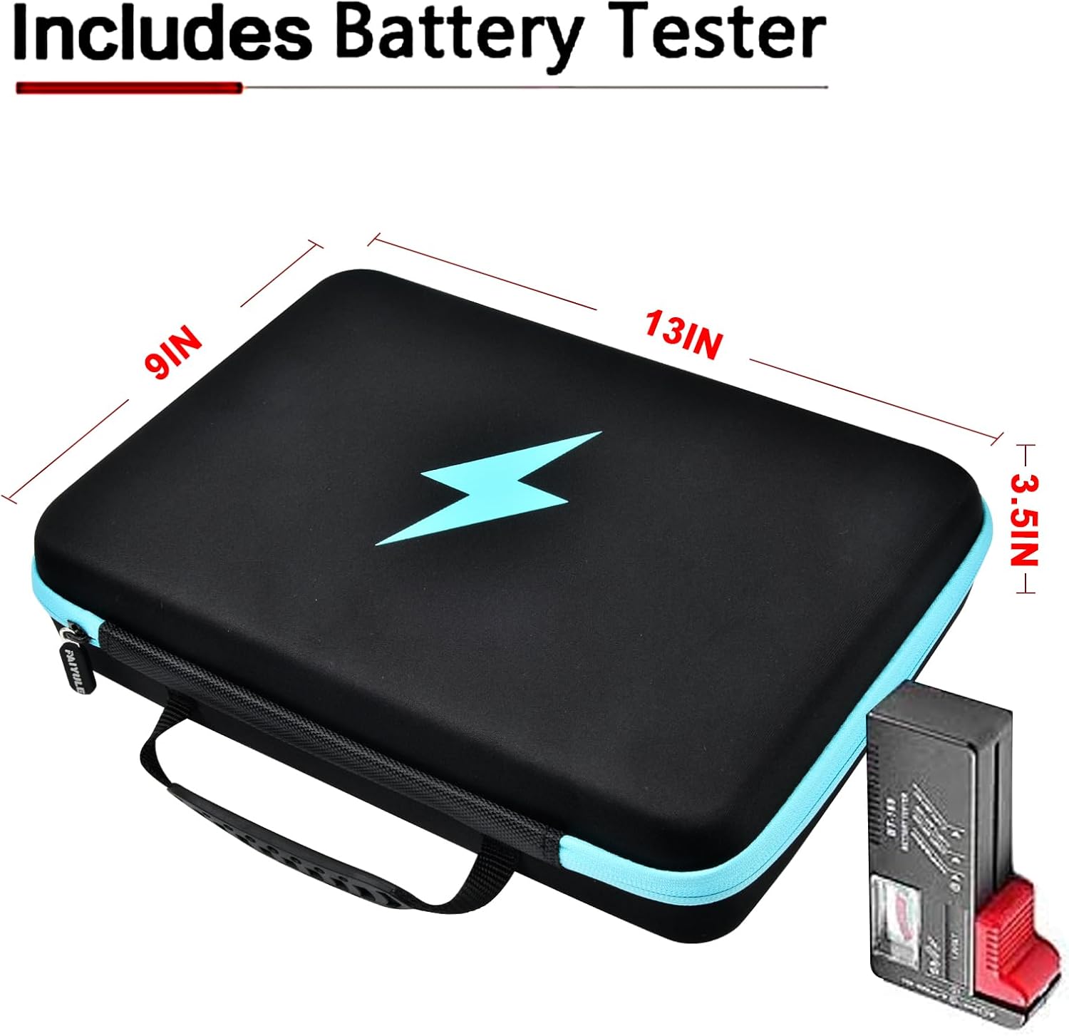 PAIYULE Battery Organizer Storage Case Box with Tester Checker, 220+ Batteries Holder Bag fits for AA AAA AAAA 9V C D Lithium 3V LR44 1.5V CR1632 CR2032 Home Garage Container