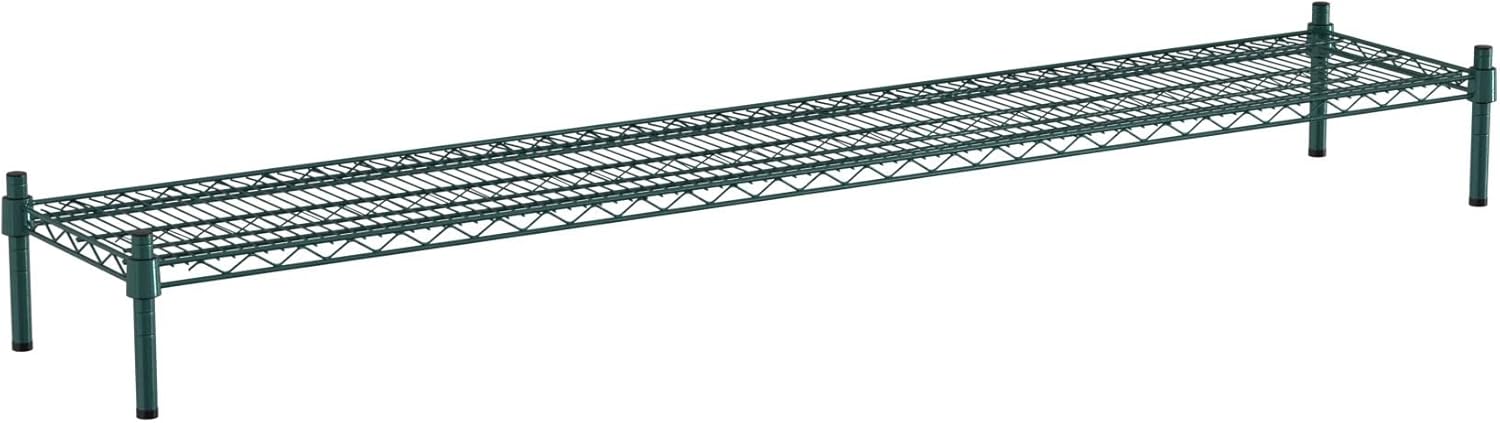 14" x 72" NSF Green Wire Stationary Dunnage Storage Rack with 8" Posts Ideal for Commercial Kitchen Home Garage Warehouse Shelters