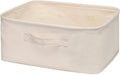 Decorative Basket Rectangular Fabric Storage Bin Organizer Basket with Handles for Clothes Storage (10.2 x 7.2 x 6.2, Beige)