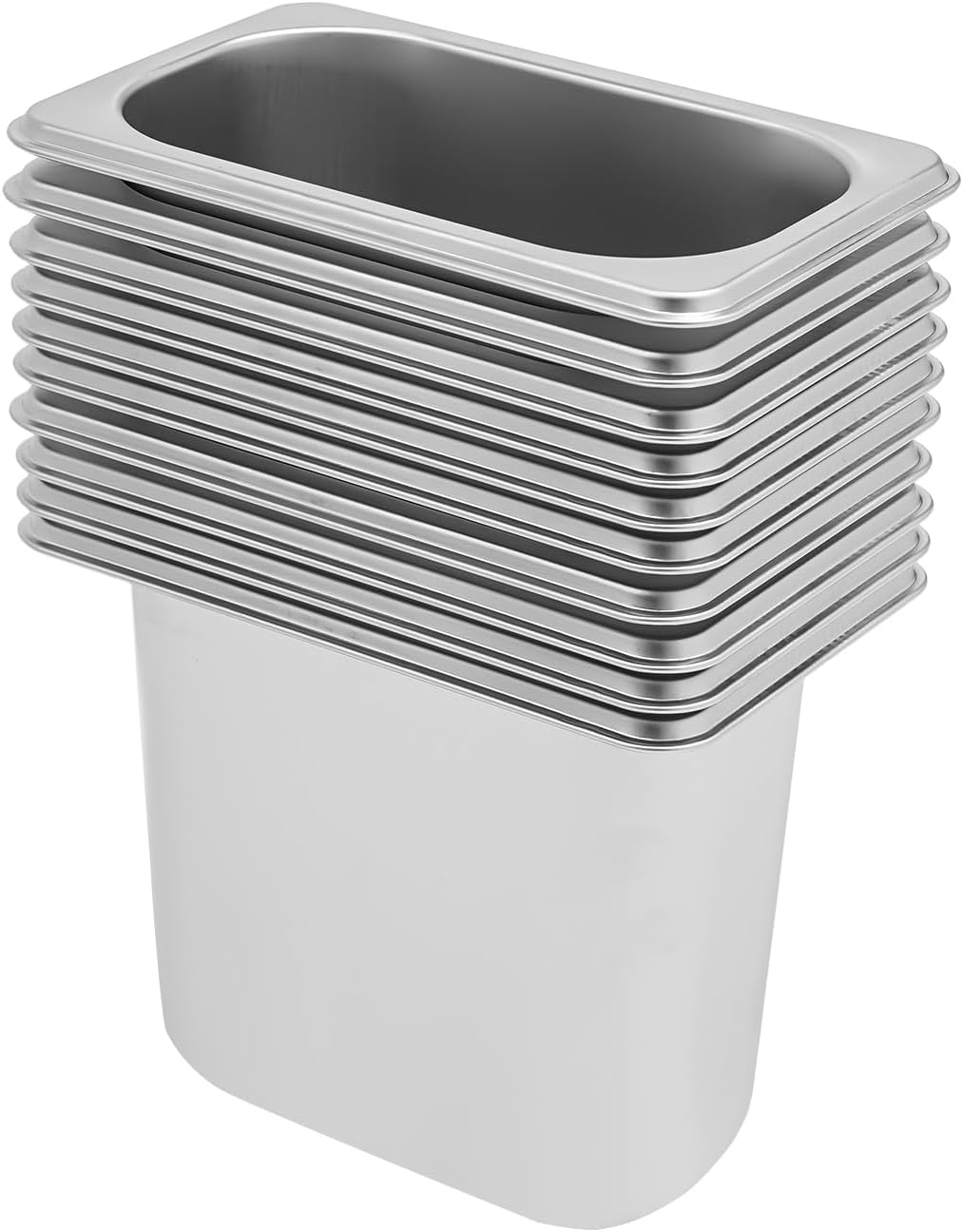 10 Pans Stainless Steel Spice Rack, Expandable Spice Rack Set, Tilted Design Spice Display Rack, Toppings Station Storage, Condiment Organizer, Divider Food Container for Home or Restaurant(Silver)