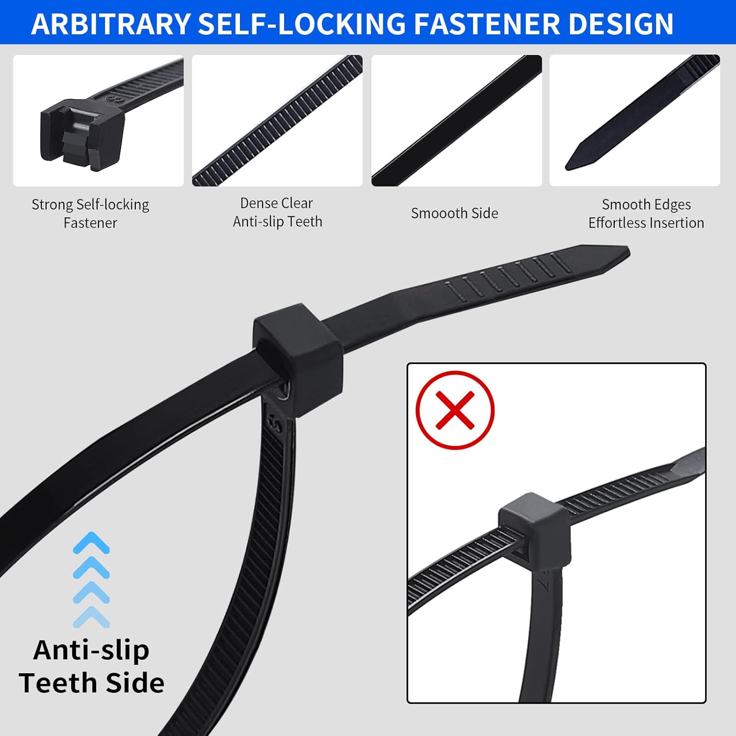 1000PCS Zip Ties 12 Inch Heavy Duty 50lbs UV Resistant Zip Black Cable Straps Self-locking Wire Ties for Electrical Management Indoor & Outdoor Use