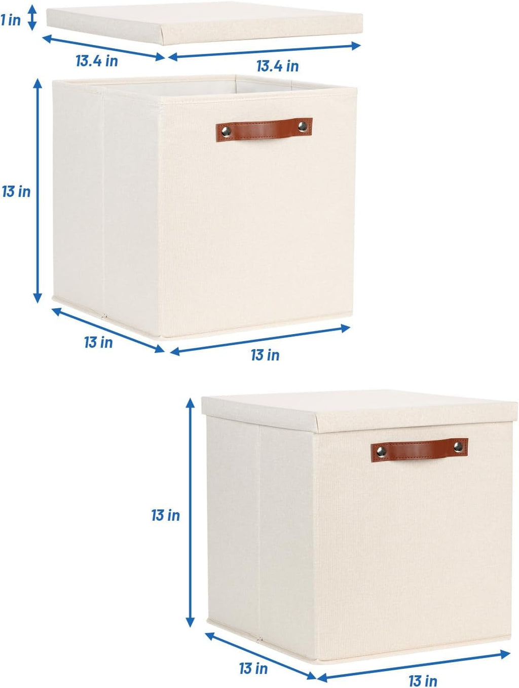 Temary Fabric Storage Bins with Lids 13 Inch Storage Cubes with Lid, Decorative Foldable Storage Boxes for Clothes, Closet Organizers (Beige, 13x13x13inch)